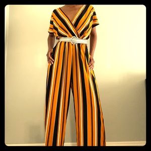Striped pants romper